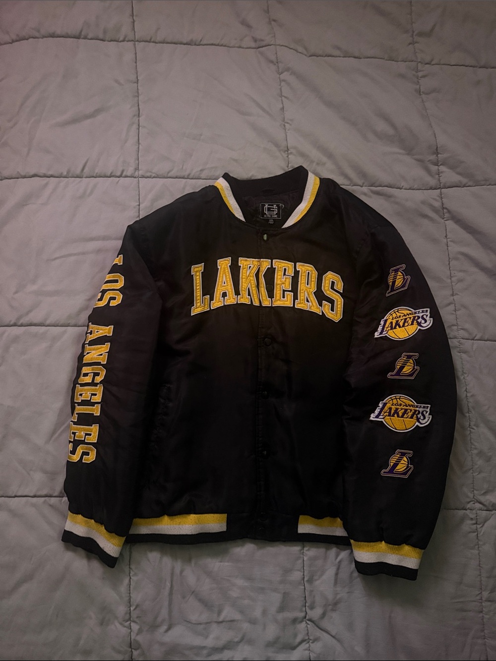 Los Angeles Lakers Black and Yellow Varsity Bomber Jacket